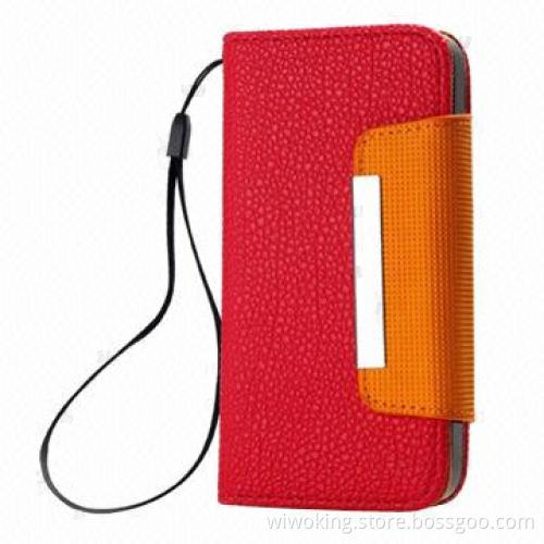 Leather Wallet Case for iPhone 4/4S and 5, Available in Various Colors